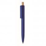 Bolígrafo monocromático con pulsador de bambú tinta azul color azul real