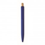 Bolígrafo monocromático con pulsador de bambú tinta azul color azul real tercera vista