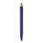 Bolígrafo monocromático con pulsador de bambú tinta azul color azul real cuarta vista
