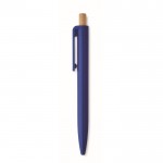 Bolígrafo monocromático con pulsador de bambú tinta azul color azul real quinta vista