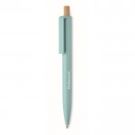 Bolígrafo monocromático con pulsador de bambú tinta azul color azul claro vista principal