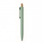 Bolígrafo monocromático con pulsador de bambú tinta azul color verde menta quinta vista
