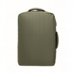 Mochila de RPET con efecto jaspeado y soporte para trolley 15'' color verde militar decima vista