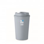Vaso de doble pared hecho de maíz con capacidad de 350ml color negro mate vista de impresión