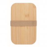 Fiambrera hecha de maíz con tapa de bambú y cierre elástico 1L color beige octava vista