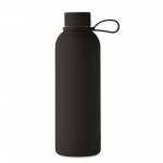 Botella termo de acero inoxidable reciclado con acabado caucho 500ml color negro quinta vista