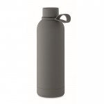Botella termo de acero inoxidable reciclado con acabado caucho 500ml color gris oscuro