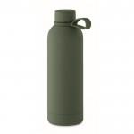 Botella termo de acero inoxidable reciclado con acabado caucho 500ml color verde oscuro