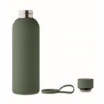 Botella termo de acero inoxidable reciclado con acabado caucho 500ml color verde oscuro sexta vista