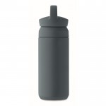 Botella termo pequeña de acero inoxidable anti fugas con asa 320ml color negro mate sexta vista