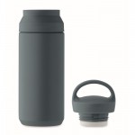 Botella termo pequeña de acero inoxidable anti fugas con asa 320ml color negro mate octava vista