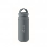 Botella termo pequeña de acero inoxidable anti fugas con asa 320ml color negro mate vista de impresión