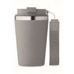 Vaso térmico de acero inoxidable con correa de transporte 350ml color gris oscuro cuarta vista