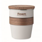 Vaso de acero inoxidable con detalle removible de madera 350ml color blanco vista principal