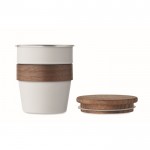 Vaso de acero inoxidable con detalle removible de madera 350ml color blanco sexta vista
