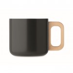 Taza de acero inoxidable reciclado con asa de madera 350ml color negro tercera vista