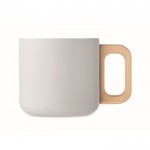 Taza de acero inoxidable reciclado con asa de madera 350ml color blanco tercera vista