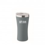 Vaso térmico de acero inoxidable reciclado y tapa transparente 160ml color negro mate vista de impresión