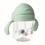 Vaso de tritan para bebes con pajita y doble agarre 250ml color verde menta