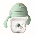 Vaso de tritan para bebes con pajita y doble agarre 250ml color verde menta vista principal segunda vista