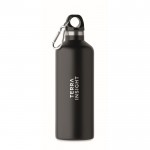 Botella antifugas de acero inoxidable reciclado con mosquetón 500ml color negro vista principal
