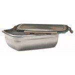 Fiambrera de acero inoxidable reciclado con separador 1.5L color gris transparente segunda vista