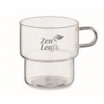 Taza hecha totalmente de borosilicato con diseño apilable 300ml color transparente vista principal