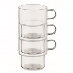 Taza hecha totalmente de borosilicato con diseño apilable 300ml color transparente tercera vista