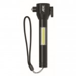 Linterna con martillo y cortador para emergencias con luz COB color negro vista principal
