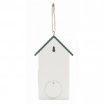 Casa colgable de madera para pájaros con estampado floral color blanco quinta vista