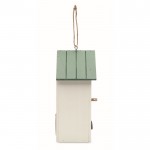 Casa colgable de madera para pájaros con estampado floral color blanco sexta vista