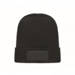 Gorro unisex de poliéster RPET con parche para personalización color negro