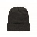 Gorro unisex de poliéster RPET con parche para personalización color negro segunda vista