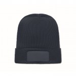 Gorro unisex de poliéster RPET con parche para personalización color azul marino
