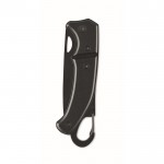 Navaja plegable de aluminio con mosquetón en la parte superior color negro segunda vista