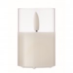 Vela pequeña en tarro transparente con luz LED de efecto de llama real color blanco cuarta vista