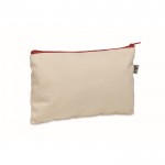 Neceser de algodón orgánico con cremallera de colores 340g/m2 color rojo