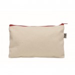 Neceser de algodón orgánico con cremallera de colores 340g/m2 color rojo tercera vista