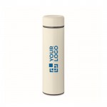 Botella termo de acero inoxidable reciclado con capacidad de 420ml color blanco roto vista de impresión
