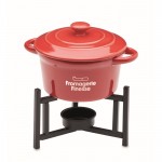 Juego pequeño de fondue para 2 de cerámica con 2 tenedores 300ml color rojo vista principal