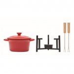 Juego pequeño de fondue para 2 de cerámica con 2 tenedores 300ml color rojo segunda vista