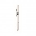 Bolígrafo que incluye kit de limpieza para auriculares tinta azul color blanco vista de impresión