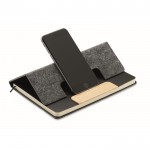 Libreta de tapa dura y fieltro con soporte de bambú para móvil A5 color gris oscuro segunda vista