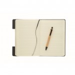 Libreta de tapa dura y fieltro con soporte de bambú para móvil A5 color gris oscuro quinta vista