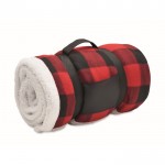 Manta de diseño cuadriculado de sherpa y poliéster 230g/m2 color rojo