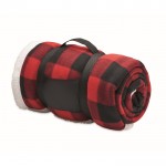 Manta de diseño cuadriculado de sherpa y poliéster 230g/m2 color rojo segunda vista