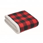 Manta de diseño cuadriculado de sherpa y poliéster 230g/m2 color rojo tercera vista