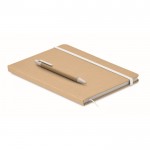 Libreta de cartón reciclado con bolígrafo de tinta azul A5 color blanco segunda vista