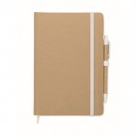 Libreta de cartón reciclado con bolígrafo de tinta azul A5 color blanco tercera vista