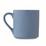 Taza de cerámica de color mate con un acabado en relieve 340ml color azul tercera vista